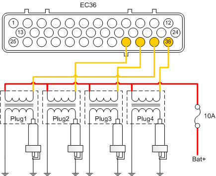 Four cylinder coil on plug wiring diagram