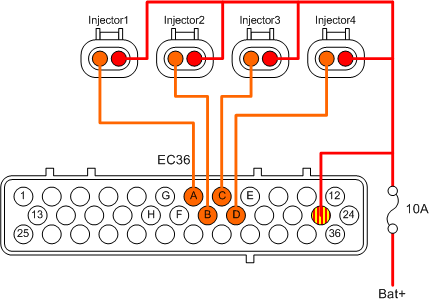 Typical four injector wiring diagram