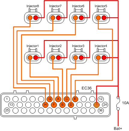 Typical eight injector wiring diagram