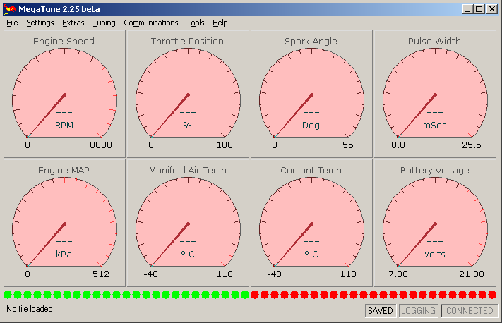 MegaTune - Main window, not connected to Genboard module