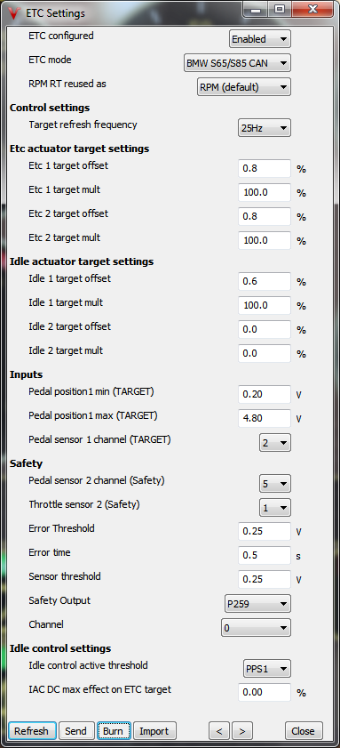 ETC settings S65