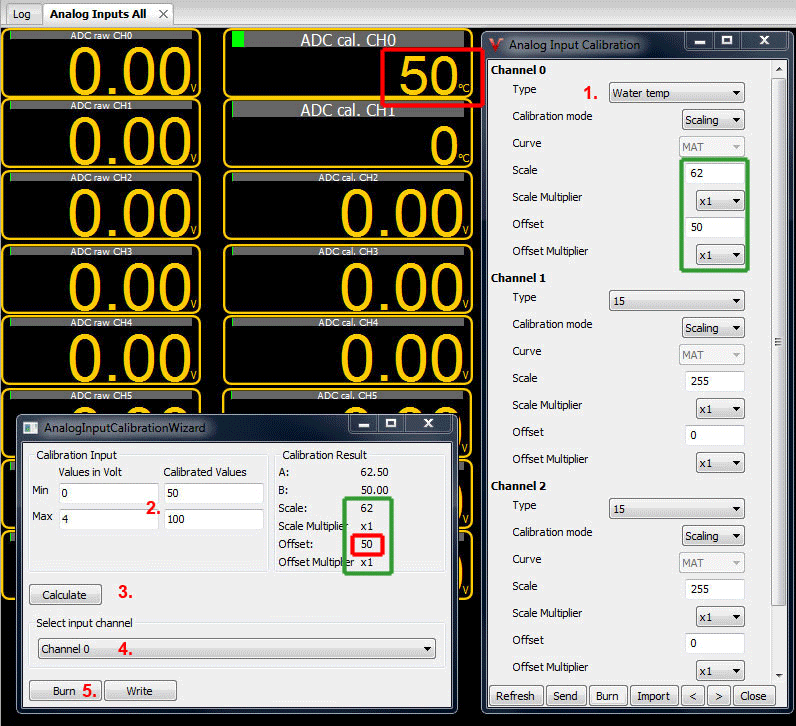 analog input calibration with wizard